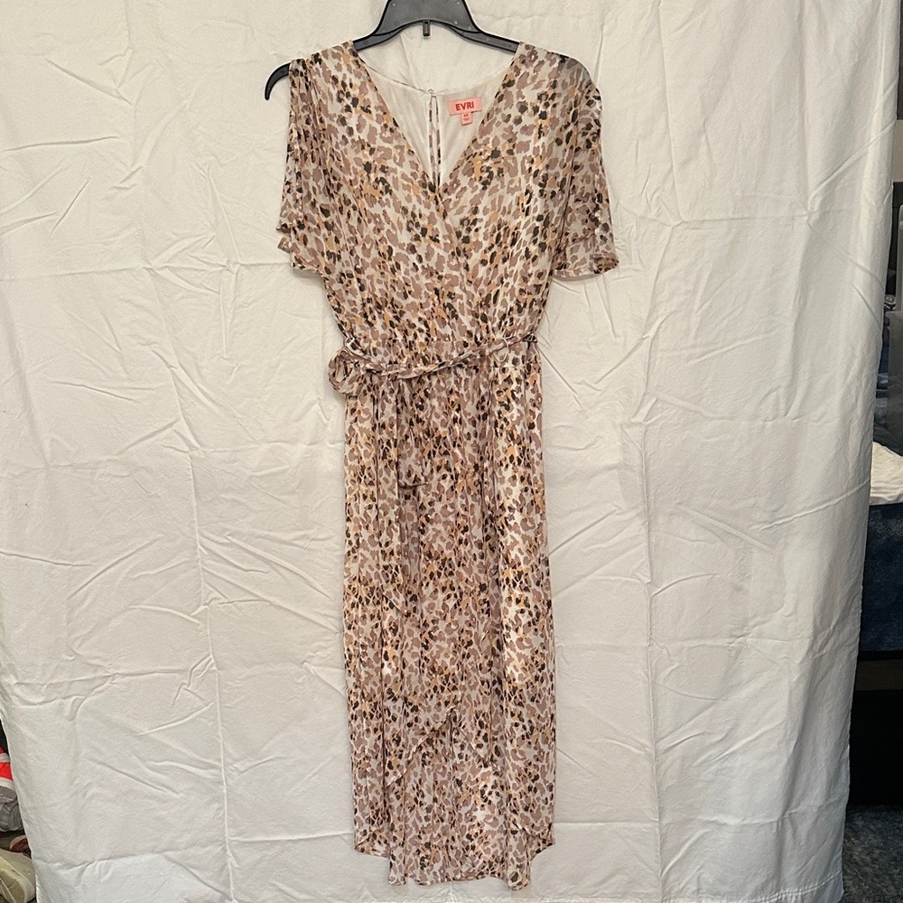 EVRI High Low Dress - Brown and Cream